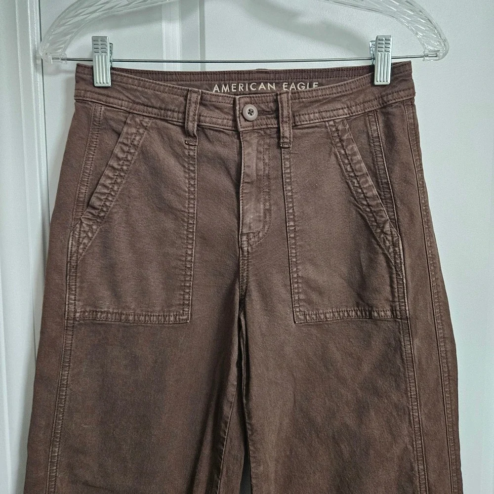 American Eagle Pants Women 0 Brown Stovepipe Stretch Cinch Back Utility Trousers